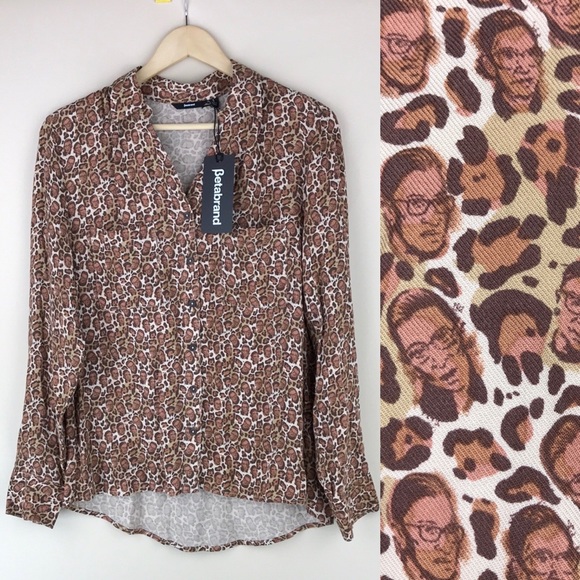 Betabrand Ruth Ginsburg Leopard Blouse 